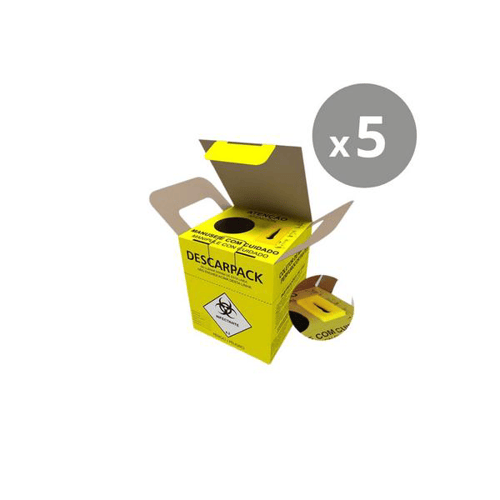 Imagem do produto Descarpack Coletor Para Material Perfurocortante Descartável 3L Kit 5Un