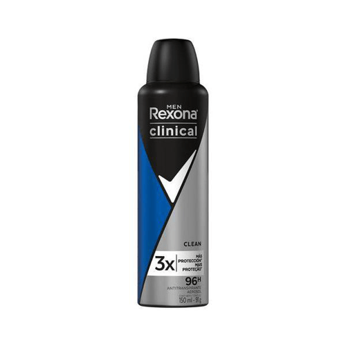 Desodorante Antitranspirante Aerosol Rexona Men Clinical Clean Masculino Com 150Ml