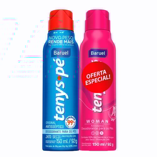 Desodorante Para Os Pés Tenys Pé Baruel Original 150Ml + Woman 150Ml