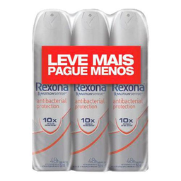 Desodorante Rexona Women Antibacterial Protection Aerosol Leve Mais Pague Menos 3 Unidades Com 150Ml Cada