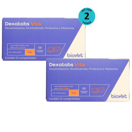 Imagem do produto Dexatabs Vita Para Cães E Gatos 1Mg Com 12 Comp. Kit C/ 2 Cx