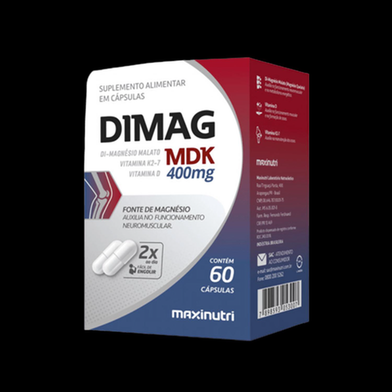 Dimag Mdk Dimalato De Magnésio 400Mg Com 60 Cápsulas