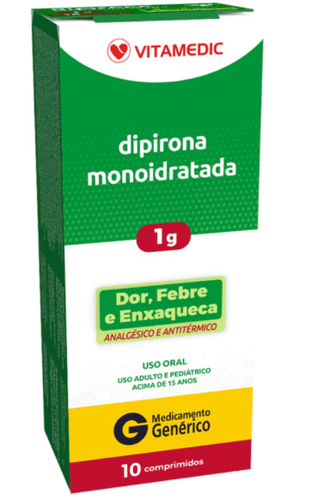 Dipirona 1G - 10 Comprimidos Genérico Vitamedic