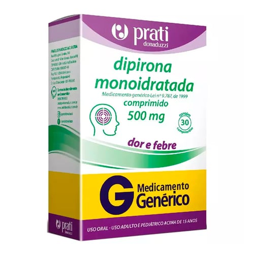 Dipirona 500Mg 30 Comprimidos - Prati Donaduzzi Genérico