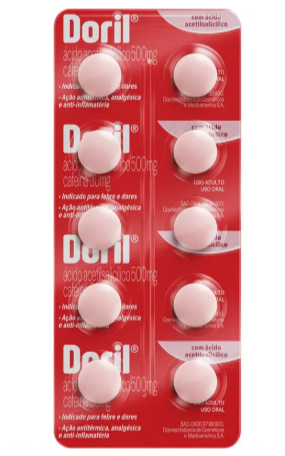 Doril 500 Mg Ácido Acetilsalicílico + 30Mg Cafeína - 10 Comprimidos