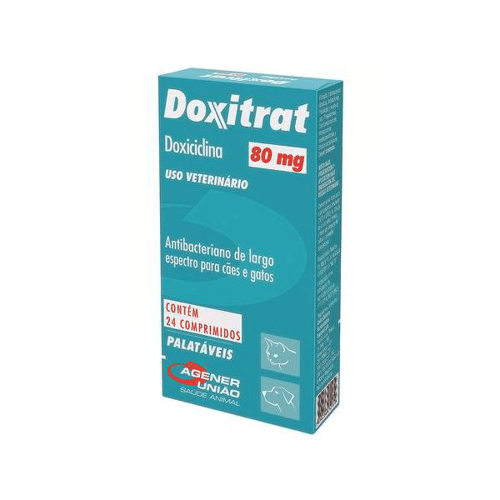 Doxitrat 80Mg Para Cães E Gatos Uso Veterinário Com 24 Comprimidos