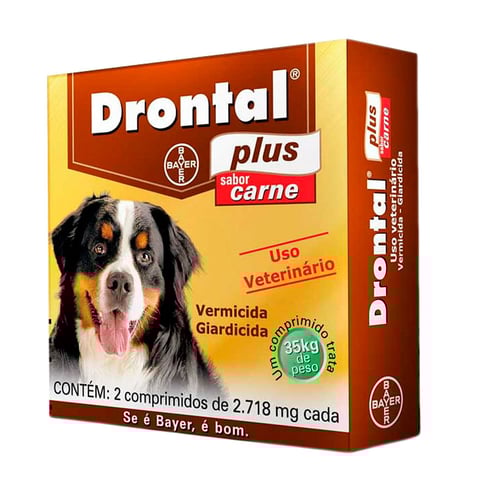 Imagem do produto Drontal Plus 2.718Mg Carne Vermicida Para Cães Uso Veterinário Com 2 Comprimidos