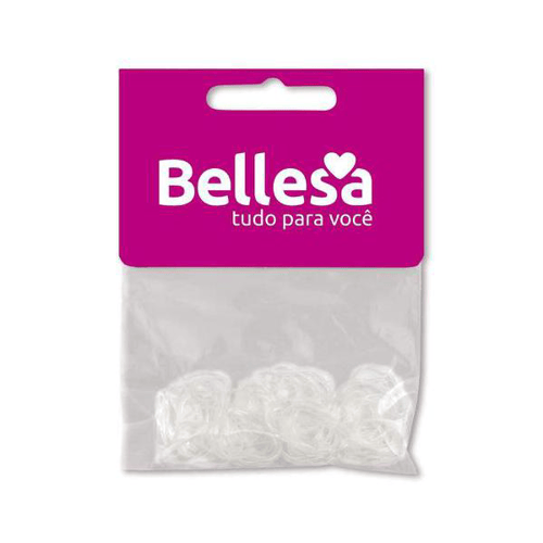 Elástico de Cabelo Bellesa silicone, transparente 75 unidades