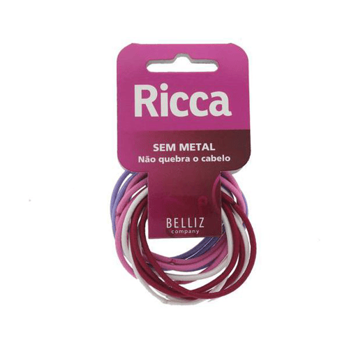 Imagem do produto Elástico Para Cabelo Ricca Basic Fashion Sem Metal Com 12 Unidades 1 Pacote