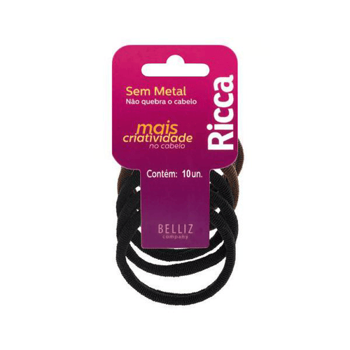 Elástico Para Cabelo Ricca Basics Fashion Sem Metal Com 6 Unidades