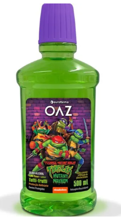 Imagem do produto Enxaguante Bucal Oaz Kids Tartarugas Ninjas Tuttifruti - 500Ml Zero Álcool