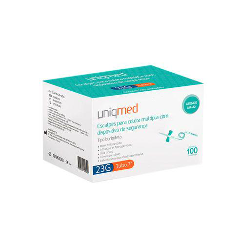 Imagem do produto Escalpes De Segurança Para Coleta Múltipla 23G Tubo 7 Com 100 Uniqmed