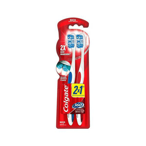 Escova - Dental Colgate 360 Graus Luminous White Leve 2 Pague 1