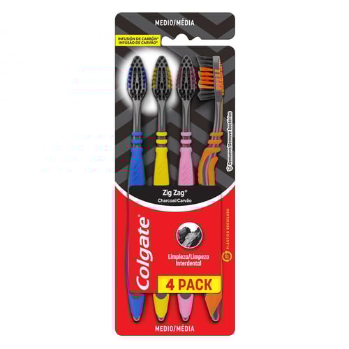 Imagem do produto Escova Dental Colgate Zig Zag Carvão Com 4 Unidades Panvel Farmácias