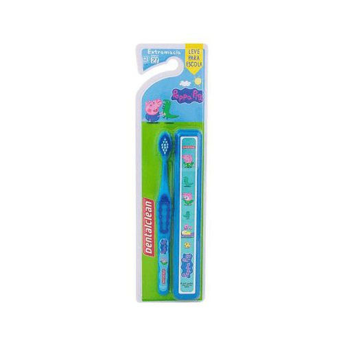 Escova Dental Infantil Dentalclean Peppa Pig Extra Macia Cores Sortidas Com 1 Unidade E Estojo Protetor