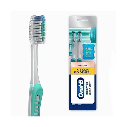 Escova Dental Oralb Indicator Extra Soft + Fio Dental Com 2 Unidades