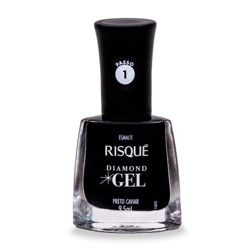 Esmalte Risqué Diamond Gel Preto Caviar 9,5Ml