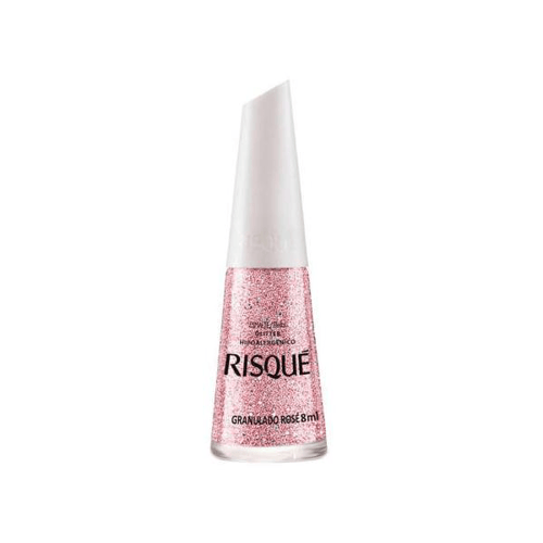 Esmalte Risqué Efeito Metálico Glitter Granulado Rose 8Ml