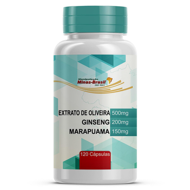 Imagem do produto Extrato De Oliveira 500Mg Ginseng 200Mg Marapuama 150Mg 120 Cápsulas