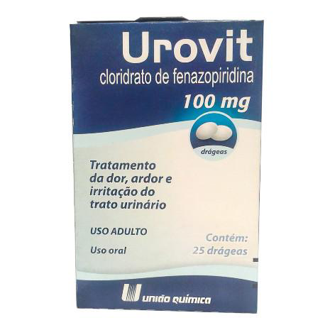 Fenazopiridina Urovit 100 Mg Com 25 Drágeas