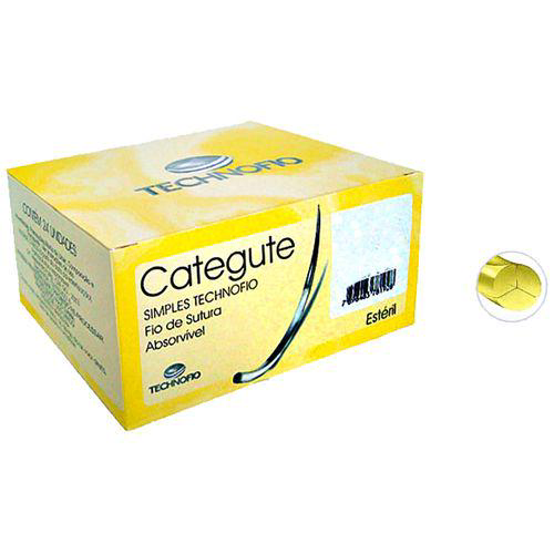 Fio De Sutura Categute Technofio Simples Absorvível 40 Agulha 2,0 Cm 1/2 Amarelo