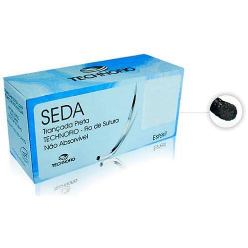 Fio De Sutura De Seda Technofio 30 Agulha 1,7 Cm 3/8 Preta