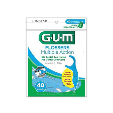 Fio Dental Com Cabo Gum Multiple Action Menta Suave 40Un Ref 888