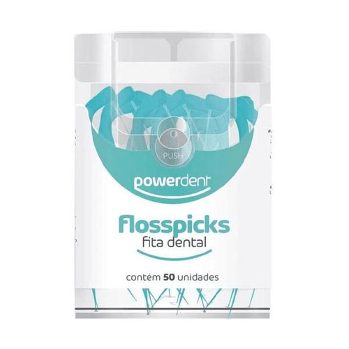 Imagem do produto Fio Dental Com Haste Descartável 50Uni Azul Higiene Bucal Powerdent