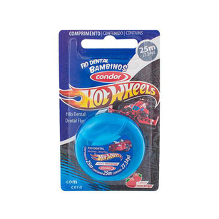 Fio Dental Condor Bambinos Hot Wheels Sabor Morango Com 25M