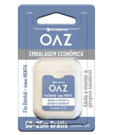 Fio Dental Oaz 50+25M - 75M Sabor Menta