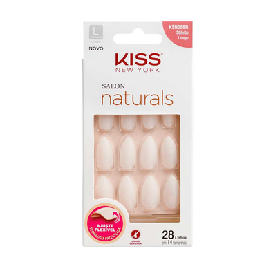 First Kiss Unha Salon Naturals Stiletto Longo 28Un Ksn06br