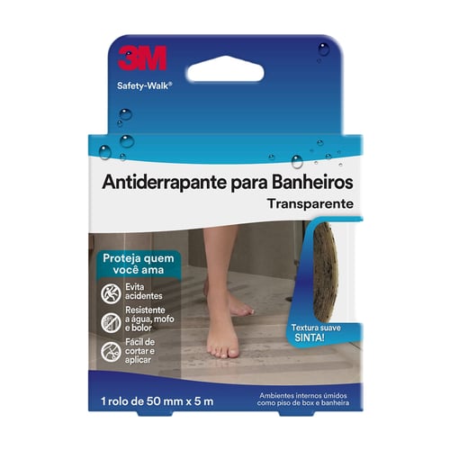 Fita Antiderrapante Safety Walk 3M Para Banheiro Transparente Rolo 50Mm X 5M 1 Unidade