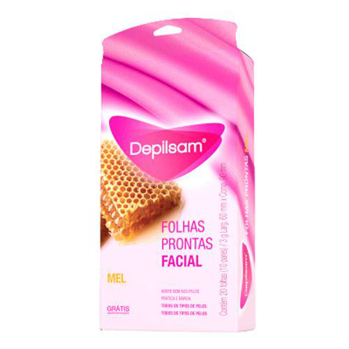 Folhas Prontas Facial Depilsam Mel Com 10 Pares