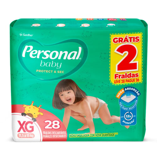 Fralda Personal Baby Premium Protection Tamanho G 62 Unidades