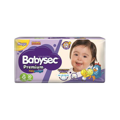 Imagem do produto Fralda Babysec Premium Tamanho G Pacote Mega 30 Fraldas Descartáveis