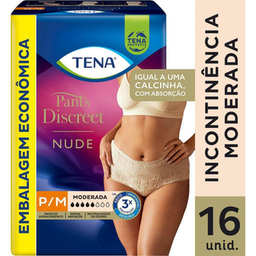Fralda Calça Geriátrica Feminina Tena Pants Discreet P/M Cor Nude Incontinência Moderada 16 Unidades 16 Unidades