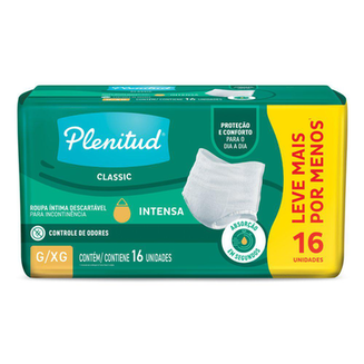 Imagem do produto Fralda Calça Geriátrica Unissex Plenitud Classic G/Xg 16 Unidades 16 Unidades
