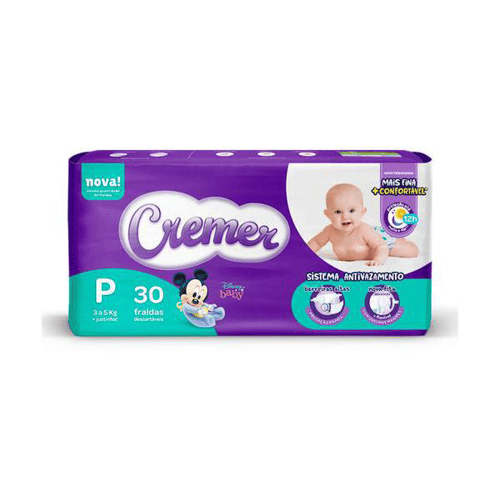 Imagem do produto Fralda Cremer Disney Baby Tamanho P Pacote Prática Com 30 Fraldas Descartáveis