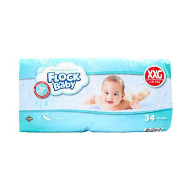 Fralda Descartável Flock Baby Tamanho Extra Extra Grande Com 34 Unidades