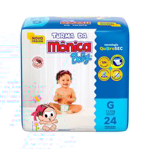 Imagem do produto Fralda Descartável Infantil Turma Da Mônica Baby G Pacote 24 Unidades