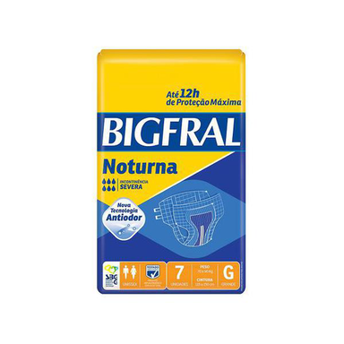 Fralda - Descartavel Para Incontinencia Big Fralda Noturna Tamanho G Com 7 Unidades