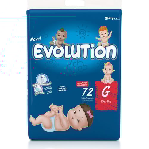 Imagem do produto Fralda Dry Evolution Tamanho G Pacote Super Com 72 Fraldas Descartáveis