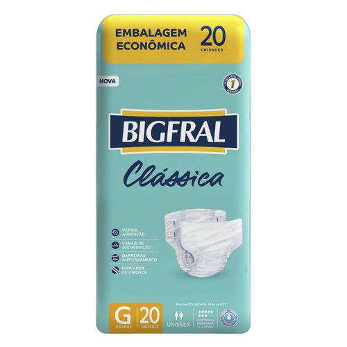 Imagem do produto Fralda Geriátrica Adulto Bigfral Clássica G 20 Unidades