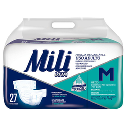 Imagem do produto Fralda Geriatrica Adulto Mili Vita Tam M 27 Fraldas Com Super Gel Absorvente Conforto E Proteção