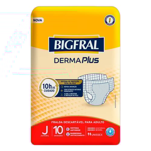 Imagem do produto Fralda Geriátrica Bigfral Derma Plus Juvenil Com 10 Unidades