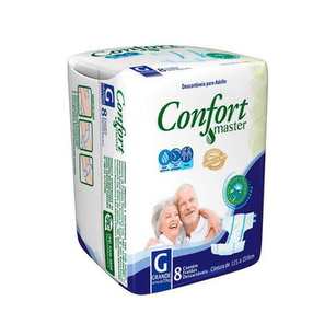 Imagem do produto Fralda Geriátrica Confort Master Tamanho G Com 8 Unidades Descartaveis Para Adulto Pele Suave Prote