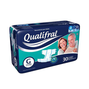 Imagem do produto Fralda Geriátrica Descartável Qualifral Tamanho Grande Com 30 Unidades