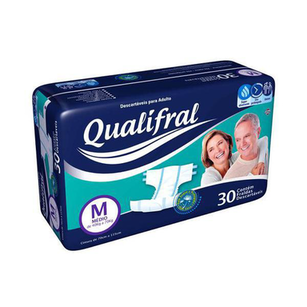 Imagem do produto Fralda Geriátrica Descartável Qualifral Tamanho M Com 30 Unidades