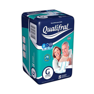 Imagem do produto Fralda Geriãtrica Qualifral Tamanho Extra Grande Com 8 Unidades