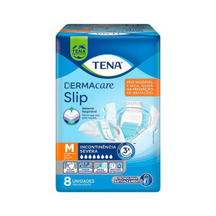 Fralda Geriátrica Tena Slip Dermacare Tamanho M Com 8 Unidades